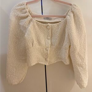 Tweeds Cream Textured Blouse